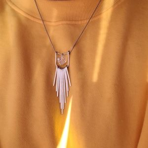 One of a kind silver and crystal fringe necklace